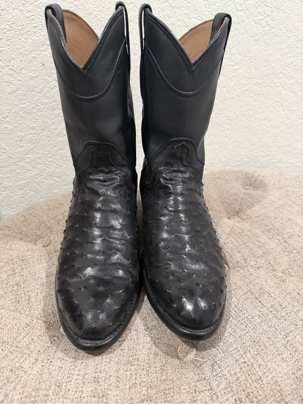 Men's Tecovas Duke Earl Black Ostrich Western Boots